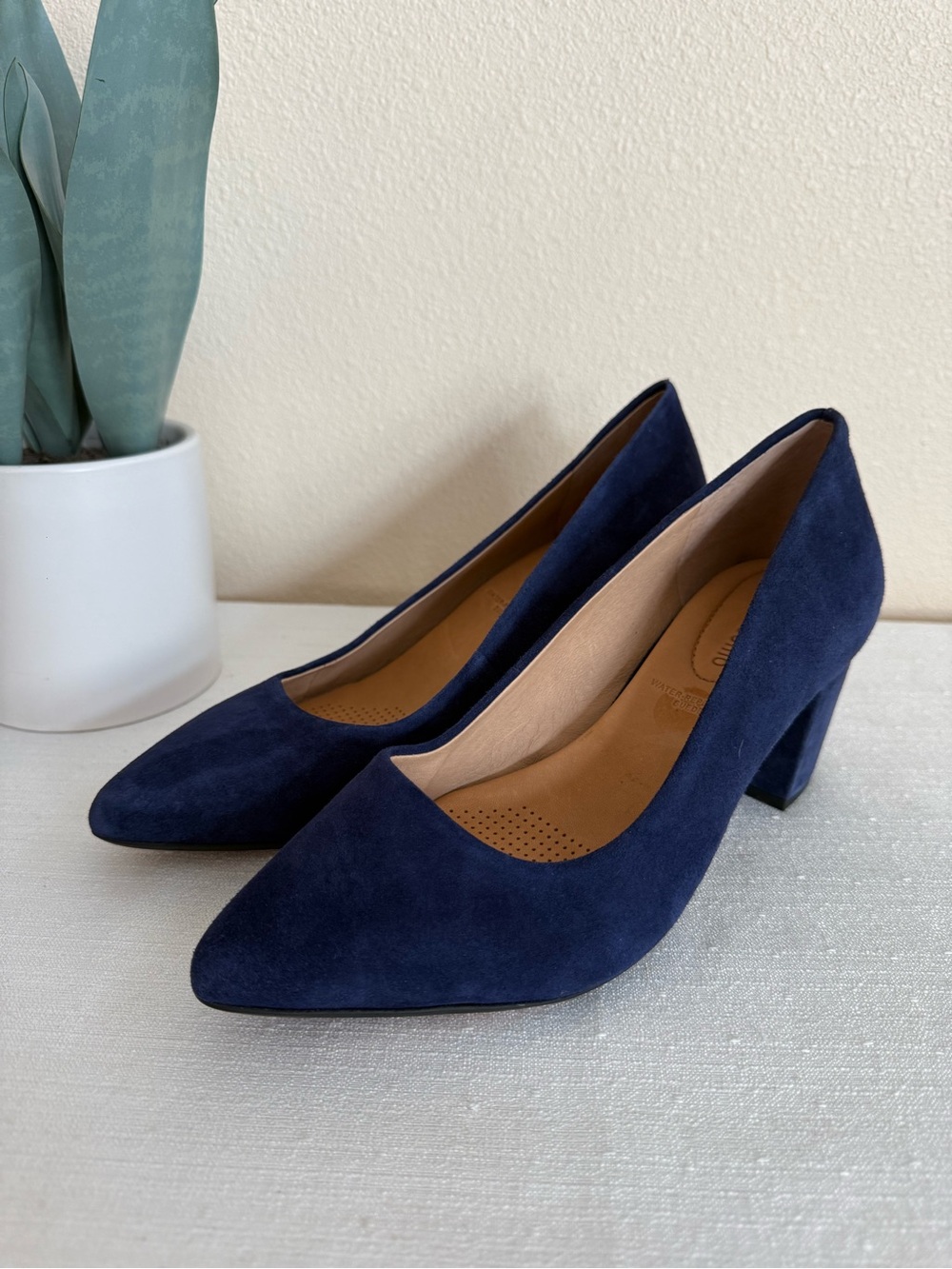 New Corso Como Navy/Purple Suede Mid Block Heel Pumps - Women - Picture 4 of 12